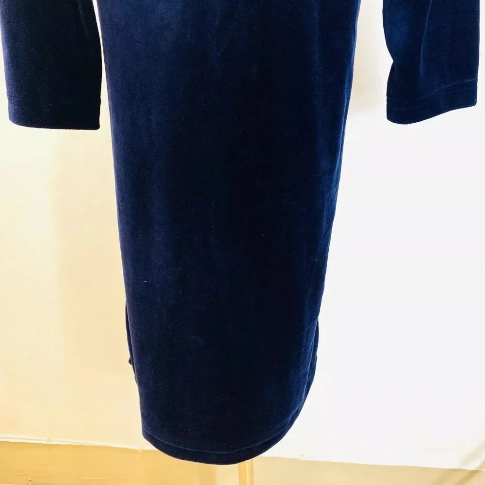 CJ Women Long Sleeve Knee Length Velvet Embroidered Blue Dress Size Large 36-38 - Picture 6 of 12
